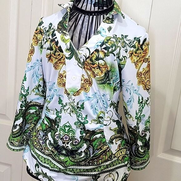 BOHO CHIC Ruched Blouse Size Medium - Picture 2 of 7